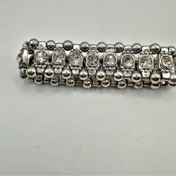 Light Pink Rhinestone Stretch Bracelet Unbranded Silver tone Retro - Picture 12 of 12